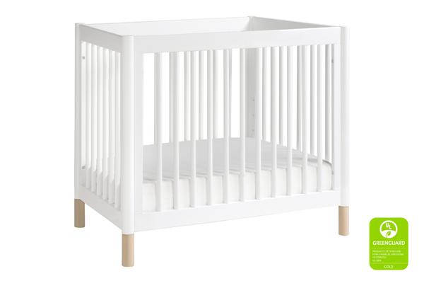 Gelato 4-in-1 Convertible Mini Crib and Twin bed Washed Natural Finish with White Feet best mini crib White / Washed Natural