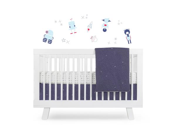 T8250,Galaxy 5-Piece Set Sheet  Skirt  Play Blanket  Pad Cover & Wall Decal Default Title