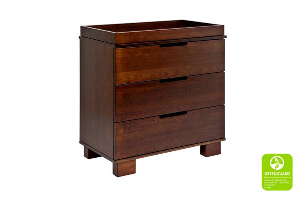 Modo 3-Drawer Changer Dresser  KD w/Removable Changing Tray in Espresso and White Espresso