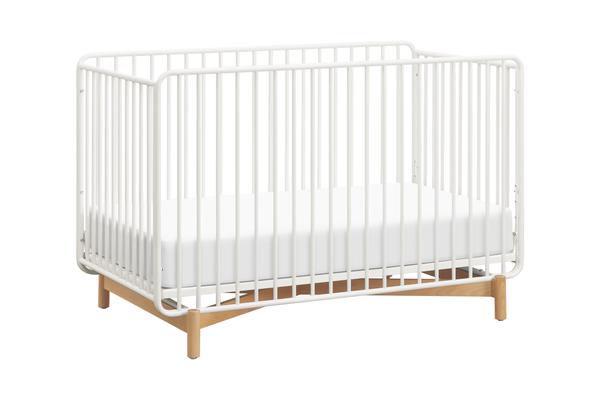 M15101RWL,Bixby Metal Crib with Toddler Bed Conversion Kit in Warm White/Walnut Stain Warm White / Natural Beech