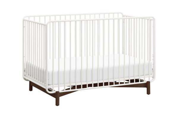 M15101RWL,Bixby Metal Crib with Toddler Bed Conversion Kit in Warm White/Walnut Stain Warm White / Walnut Stain