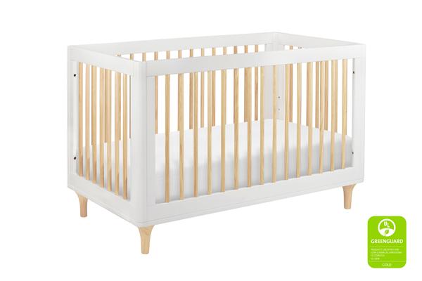 babyletto modern Lolly 3-In-1 Convertible Crib with Toddler Bed Conversion in Grey/Washed Natural White / Natural