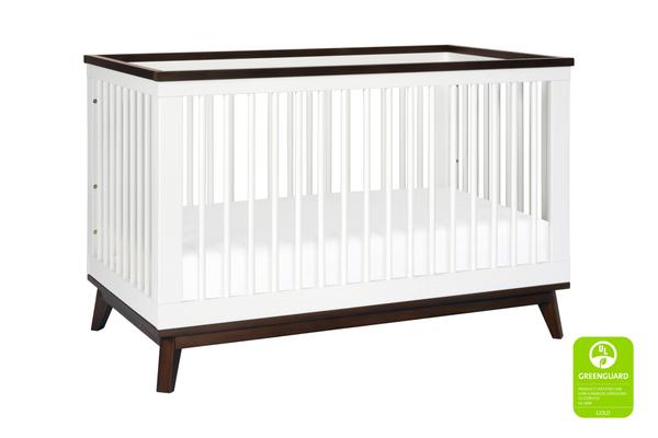 Scoot 3-in-1 Convertible Crib w/Toddler Bed Conversion Kit in White&Slate Finish White / Walnut