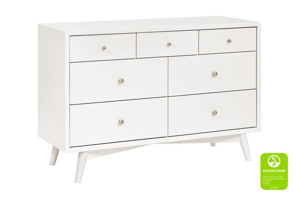 babyletto palma 7-drawer assembled double dresser mid-century modern Warm White