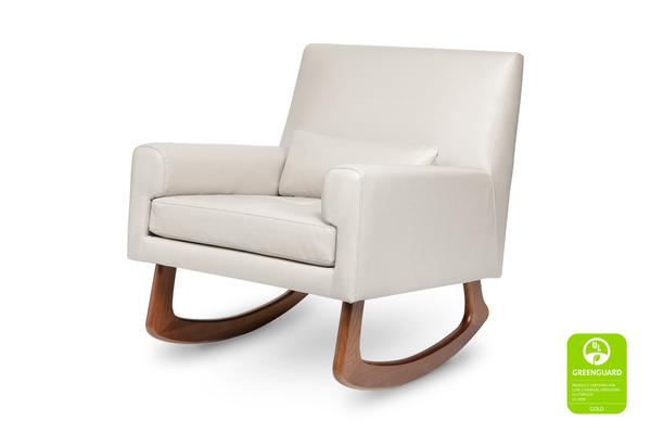 Sleepytime Rocker in PU Taupe Leather with Walnut Legs PU Taupe Leather with Walnut Legs