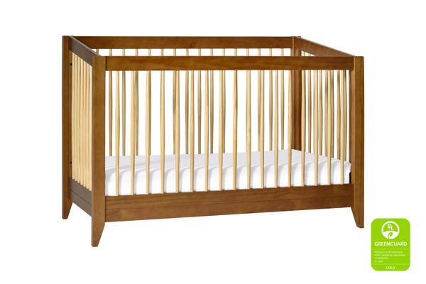 Sprout 4-in-1 Convertible Crib withToddler Bed Conversion Kit in Chestnut&Natural