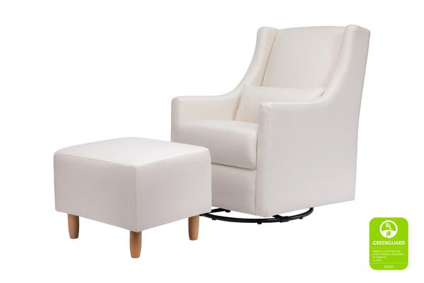 Toco Swivel Glider and Ottoman in Performance Cream Eco-Weave with Natural Feet