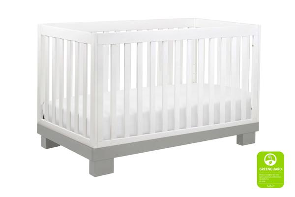 Modo 3-in-1 Convertible Crib with Toddler Bed Conversion Kit in Grey Finish Grey / White
