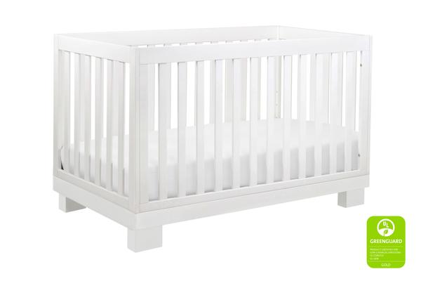 Modo 3-in-1 Convertible Crib with Toddler Bed Conversion Kit in Grey Finish White