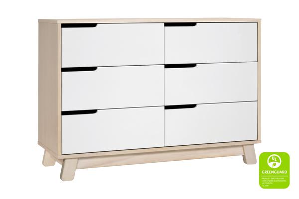 Hudson 6-Drawer Double Dresser  Assembled In White Finish Washed Natural / White