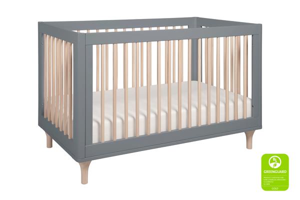 babyletto modern Lolly 3-In-1 Convertible Crib with Toddler Bed Conversion in Grey/Washed Natural Grey / Washed Natural