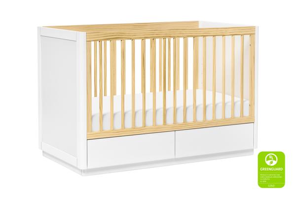 Babyletto Bento 3-in-1 Convertible Storage Crib in White with Toddler Bed Conversion Kit White / Natural