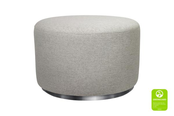 Babyletto Tuba Gliding Ottoman in Performance Grey Eco-Weave with silver base Performance Grey Eco-Weave