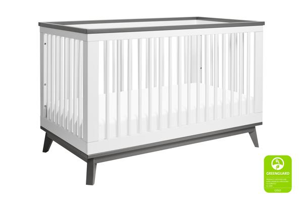 Scoot 3-in-1 Convertible Crib w/Toddler Bed Conversion Kit in White&Slate Finish White / Slate