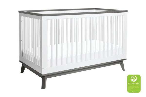 Scoot 3-in-1 Convertible Crib w/Toddler Bed Conversion Kit in White&Slate Finish