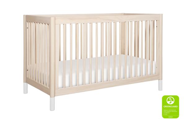 babyletto Gelato 4-in-1 Convertible Crib  White Color Feet With Toddler Bed Conversion Kit in Washed Natural Washed Natural / White