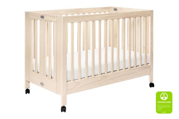 Babyletto Maki Full-Size Folding Crib with Toddler Bed Conversion Kit in Washed Natural Washed Natural