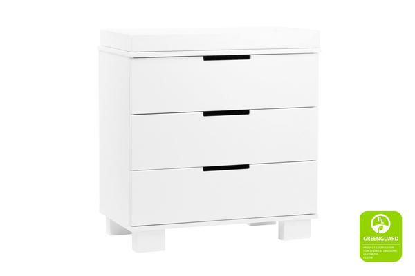 Modo 3-Drawer Changer Dresser  KD w/Removable Changing Tray in Espresso and White White
