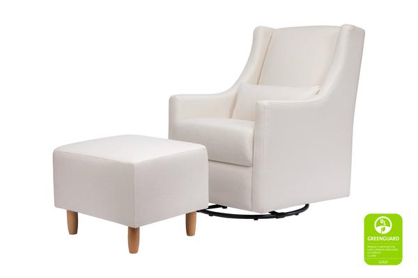 Toco Swivel Glider and Ottoman in Performance Cream Eco-Weave with Natural Feet Performance Cream Eco-Weave
