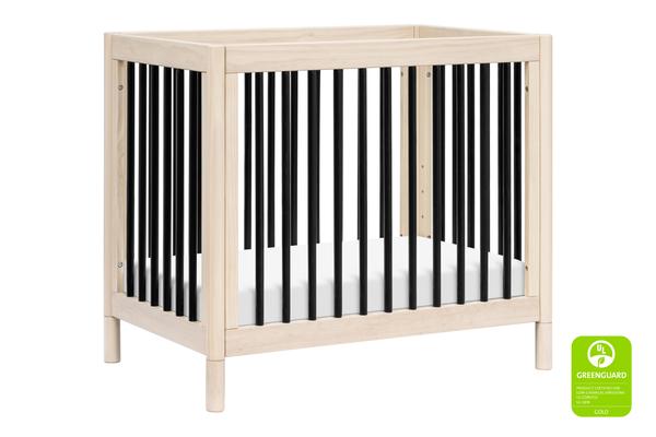 Gelato 4-in-1 Convertible Mini Crib and Twin bed Washed Natural Finish with White Feet best mini crib Washed Natural / Black