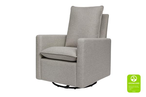 Babyletto Cali Soft Pillowback Swivel Glider in Performance Grey Eco-Weave nursery glider Performance Grey Eco-Weave